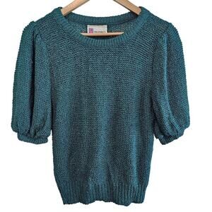 Vintage Prophecy Sweater Womens Medium Blue 80s Glam Rock Boho Knit Cottage